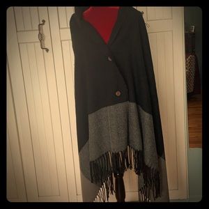 Grey And Black Cape / Poncho
